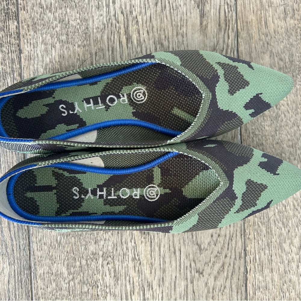 Rothy's Camouflage Green and Black Women's Flats